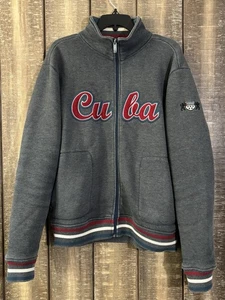 Chaqueta Vintage Cuba Cremallera Gris Rojo Blanco Azul Bordado Bandera Retro Mediana - Imagen 1 de 9