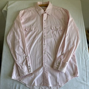 Vtg Malco Modes Shirt 16 Pink Pearl Snap Western Rockabilly USA Made 70s 80s - Picture 1 of 15