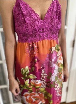 Natori 34” Chemise Nightie Pinup Babydoll Púrpura Mandarina Encaje Pequeño Foto 1 de 4