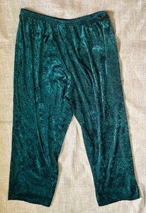 Vintage Emerald Green Crushed Velvet Pants Size 2X Rockstar Punk Goblin Core - Picture 1 of 5