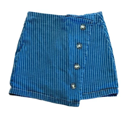 Chelsea & Violet Blue Denim Striped Mini Skirt Womens Size Medium - Image 1 of 4