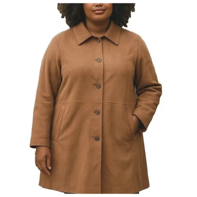 T Tahari Long Coat Jacket Womens Plus Size 3X Brown Faux Suede Pockets NEW FLAW - Image 1 of 4