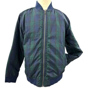 JANIE AND JACK Boys Size 7 / 8 EUR 122 128 Plaid Green Bomber Jacket - Picture 1 of 16