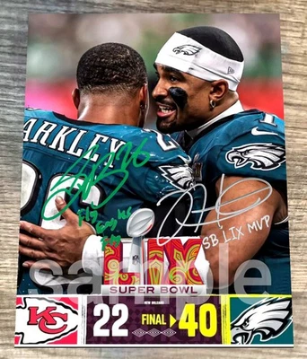 Foto de Jalen Hurts Philadelphia Saquon Barkley Eagles Super Bowl LIX 8x10 NFL Foto 1 de 2