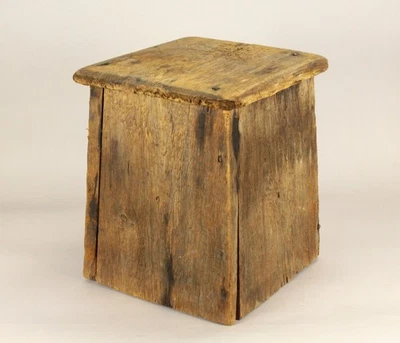 = 19th C. Pine Wood Stool / Side Table/ Plant Stand Farmhouse Primitive 17" - Image 1 of 4