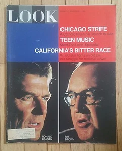 LOOK MAGAZINE NOVEMBER 1 1966 RONALD REAGAN PAT BROWN CHICAGO STRIFE TEEN MUSIC - Picture 1 of 2