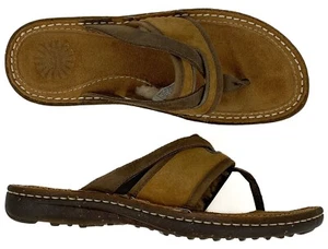Ugg Matala Leather Thong Sandals Sheepskin Lined Slip On Womens Size 8 Brown - Picture 1 of 11
