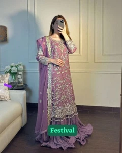 Women Dress Pakistani Salwar Kameez Readymade Suits Indian Wedding Party 3 Piece - Picture 1 of 8