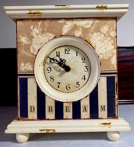 Antiqued Wood “Dream” Clock -  9” High x  8” Wide x 2.5” Deep - Battery Powered - Picture 1 of 4
