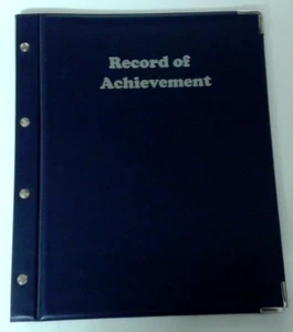 A4 NEW DESIGN RECORD OF ACHIEVEMENT IN BLUE LEATHER LOOK - Picture 1 of 2