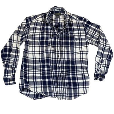 John Bartlett Consensus Men's Shirt Small Long Sleeve Navy Plaid Button Up Flann - Image 1 of 4