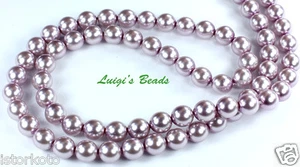 75 LILAC CZECH Glass Pearl Coated Round Glass Beads 8mm - Picture 1 of 2