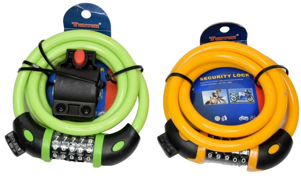 Combination Bike Lock Steel Cable Chain 4 Feet x 1/2 Inch Tonyon - Lot of 2 - Image 1 of 4