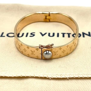 LOUIS VUITTON Nanogram Cuff Nanogram Bracelet Bangle Gold M - Picture 1 of 10
