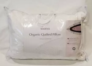 SAATVA Queen Pillow QUILTED ORGANIC COTTON LATEX WOOL BATTING 18X28 $265 - Picture 1 of 8