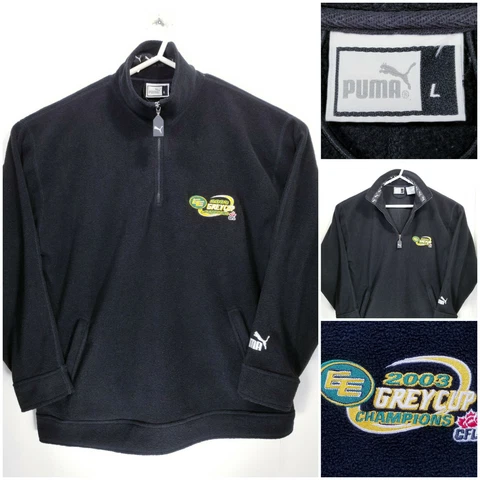 PUMA Edmonton Eskimos 2003 Grey Cup Champions Mens Large 1/4 Zip Fleece Jacket Cover