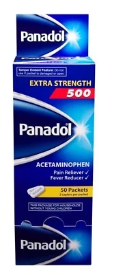 PANADOL 500 mg Extra Strength Caplets Family Size Pain Reliever 50 PKS EXP. 1/26 - Image 1 of 4