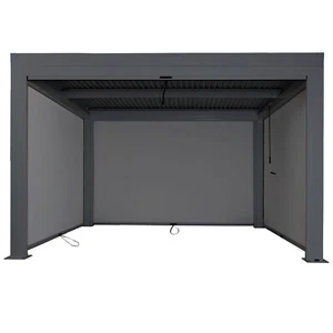 Pergola 4x3m anthrazit mit Rollos Seitenwänden Lamellendach Lamellenpergola - Bild 1 von 12