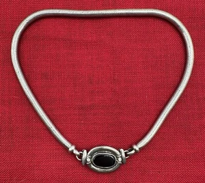 STERLINGSILBER 16" schwere SCHLANGENKETTE HALSKETTE 5,56 mm breit schwarzer Onyx Anhänger - Bild 1 von 6