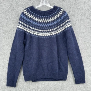 ABERCROMBIE & FITCH NORDIC PATTERN CREW NECK SWEATER NAVY BLUE Womens SIZE XL - Picture 1 of 12