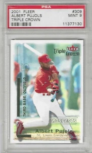 Albert Pujols 2001 Fleer #309 RARE TRIPLE CROWN ROOKIE /2999 PSA 9 MINT 703 HR's - Picture 1 of 2