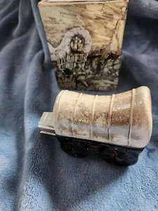 Vintage Avon Decanter Covered Wagon Wild Country After Shave 5oz W/Box Empty - Picture 1 of 6