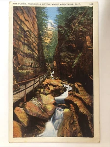 The Flume Franconia Notch White Mountains NH New Hampshire Vintage Linen - Picture 1 of 6