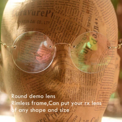 Gafas redondas de titanio para hombre gafas doradas sin montura gafas de titanio Steve Jobs Foto 1 de 4
