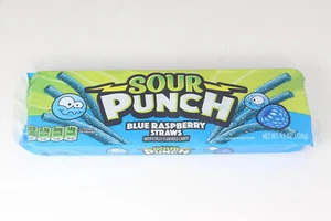 PACK de 6 pajitas de caramelo agrio de frambuesa azul ponche agrio bandeja de 4,5 OZ MEJOR POR 10/24 U50 - Imagen 1 de 1