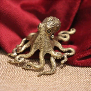 Vintage Brass Octopus Ornament Creative Handcrafted Desk Home Handicraft Gift - Imagen 1 de 5