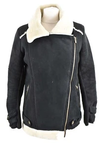 BELLFIELD Black Faux Leather Jacket size 8/XS Womens Full Zip Outdoors Outerwear - Picture 1 of 12