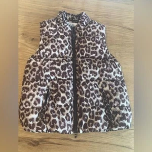 Justice Animal Print Winter Vest Full Zip Tan Brown Girls 14 Preloved - Picture 1 of 7