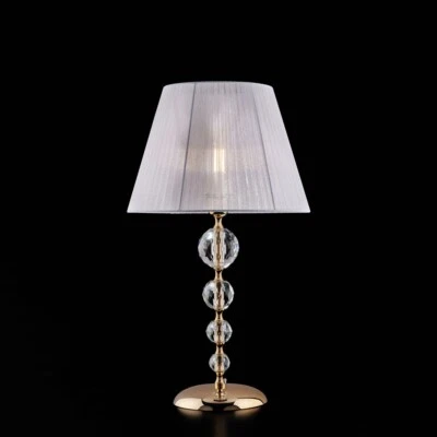 Lume lampada da tavolo classica in cristallo e oro con paralume 1 luce bon-500 - Immagine 1 di 2