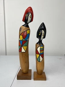 Paar MCM Frank Coronado handgeschnitzte Holztotemfiguren kostenloser Versand - Bild 1 von 11