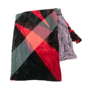 Lord & Taylor Silk Scarf Red Black Luxurious Velvet 11.5 x 61 Womens EUC - Picture 1 of 4