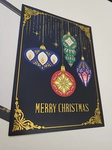 Frohe Weihnachten Weihnachtszeiten Grußkarte Ornamente dunkelblau - Bild 1 von 7