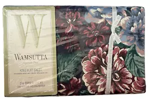 Vtg NOS Wamsutta Supercale Plus Tyler Garden-Hunter King Flat Sheet Dark Floral - Picture 1 of 6