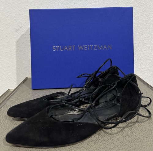 Piatti da balletto stringati Stuart Weitzman donna pelle scamosciata nera 7 5 N