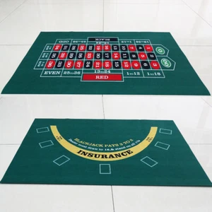 Double-sided Poker Layout Mat Blackjack And Texas Holdem Table Felt Fabric Mat - Picture 1 of 12