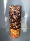 Antique/Vintage Chinese Soapstone Stamp / Seal Carving of Dragons 6.5? Tall