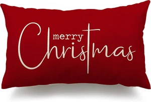 Christmas Throw Pillow Covers 12X20 Inch Merry Christmas Farmhouse Decorations H - Picture 1 of 6