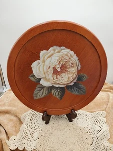 Wooden Lazy Susan w/ IOD Collage De Fleurs Transfer 13"(L) x 13"(W) x 1 3/4"(H) - Picture 1 of 10