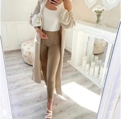 Zara Faux Suede Leggings Zipper Hems Fitted Flirty Formal Wear Size Small - Image 1 of 4