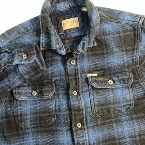 Orvis Herren Big Bear blau schwarz kariert schwer Flanell Knopfleiste Größe Medium - Bild 1 von 9