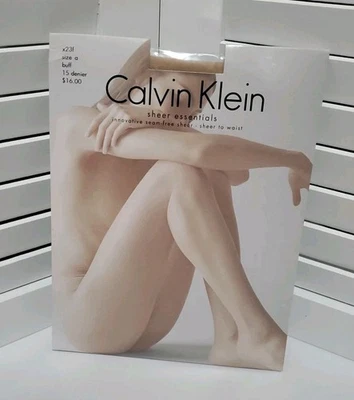 Pantimedias Calvin KLEIN transparentes a la cintura Essentials Buff talla A 15 Denier x23f nuevas Foto 1 de 2