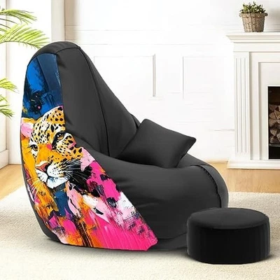 Sitzsack Stuhl Sofa Fußstütze und Kissenbezug Kunstleder ohne Bohnen XXXL - Bild 1 von 4