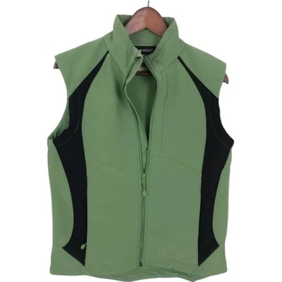 Chaleco negro diamante verde cremallera caparazón suave bolsillos con cremallera para mujer pequeño  Foto 1 de 4