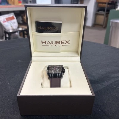 Haurex Black Men’s Watch / Brown Rubber Band  - Image 1 of 4