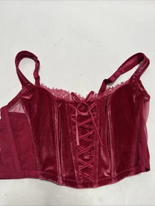 Victoria's Secret Dream Angels Unlined Lace Up Velvet Corset Top Victorian Retro - Picture 1 of 14