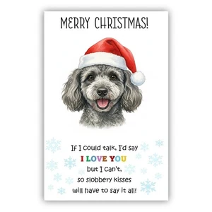 Poodle Dog Christmas Card. Dog Lovers Card From the Dog to Mum, Dad, Groomer - Picture 1 of 7